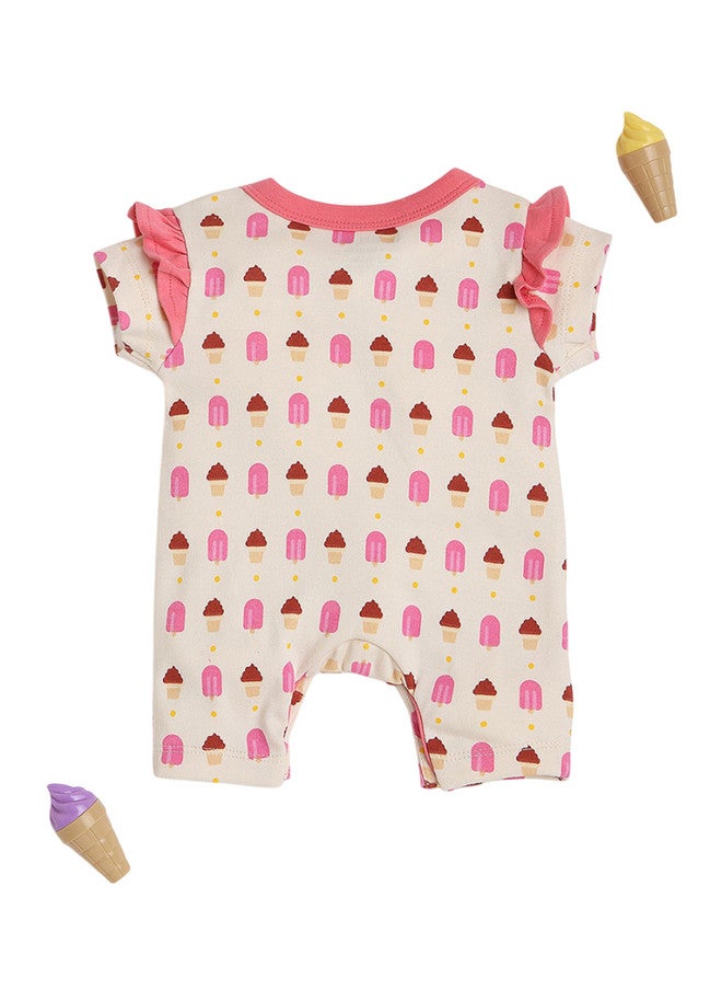 Bontots Infant Girls Pack of 2 Organic Cotton Ruffle Rompers - Image 4